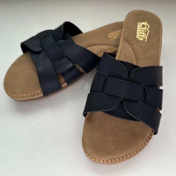 Cliffs by White Mountain Women's Slide Sandal Black Size 10 Comfort Sole - Picture 2 of 9